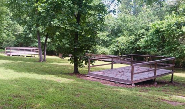 wooden platforms for tents at burnham woods girl scout property