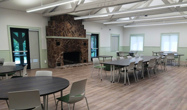 kitchen in kelley cabin at burnham woods girl scout property